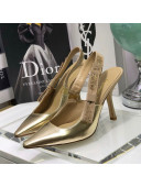 Dior J'Adior Slingback Pumps 9.5cm in Gold Metallic Leather 2021