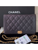 Chanel Iridescent Grained Calfskin Boy Wallet On Chain WOC A80287 Black 2019