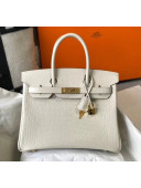 Hermes Birkin 30cm in Crocodile Embossed Calfskin White 2020（Half-Handmade）