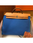 Hermes Herbag 31cm PM Double-Canvas Shoulder Bag Blue/Green/Mid-Coffee