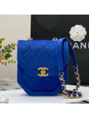 Chanel Velvet Mini Flap Bag AS2596 Blue/Gold 2021