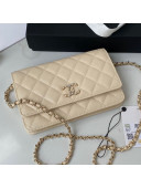 Chanel Grained Calfskin Wallet on Chain WOC AP2136 Beige 2021