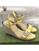 Gucci GG Lambskin Wedge Sandals Yellow/Silver 2021