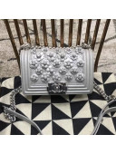 Chanel Camellia Small Boy Flap Bag A67085 Silver 2019