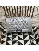 Chanel Camellia Large Boy Flap Bag A67085 Silver 2019