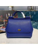 Dolce&Gabbana Classic Medium Sicily Palm-Grained Leather Top Handle Bag Royal Blue