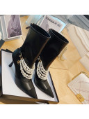 Chanel Calfskin Mid-High Boots 7.5cm with Pearl Charm Black 2021