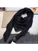 Gucci GG Silk & Wool Burberry Squre Scarf 140x140cm Black 2020