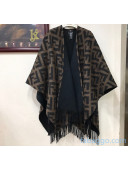 Fendi FF Multicolor Wool and CasWhmere Poncho Black/Brown 2020