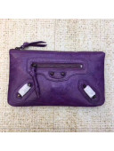 Balen...ga Calfskin Clasic City Small Pouch Purple