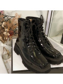 Gucci Patent Leathe Lace-up Short Boots Black 2020