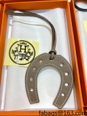 Hermes Paddock Calfskin Horseshoe Bag Charm Grey 2021 12