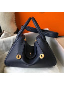 Hermes Lindy 30cm Bag In Togo Calfskin Leather Navy Blue 2020