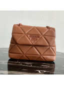 Prada Quilted Lambskin Flap Shoulder Bag 1BD233 Brown 2019