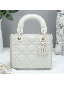 Dior Mini Lady Dior Top Handle Bag in Ultra-Matte Cannage Calfskin White 2019