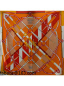 Hermes Symmetry Cashmere Silk Scarf 140x140cm Orange 2021 