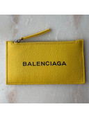 Balenciaga Grained Calfskin Long Zipped Card Holder Yellow 