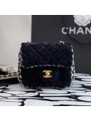 Chanel Houndstooth Wool Mini Square Flap Bag Black/White 2021