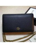 Gucci GG Marmont Leather Mini Chain Shoulder Bag 497985 Black 2019 