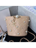 Chanel Lambskin Mini Drawstring Bucket Bag AS2518 Apricot 2021