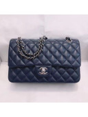 Chanel Lambskin Classic Medium Flap Bag A01112 Navy Blue/Silver 2021