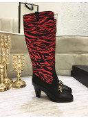 Gucci Zumi Horsebit GG Animal Print Mid-Heel Knee High Boot 577652 Red 2019