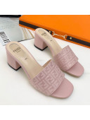 Fendi FF Leather Flat/Heel Slide Sandals Pink 2021