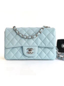 Chanel Caviar Calfskin Mini Classic Flap Bag 1116 Pale Blue (Silver-Tone Hardware)