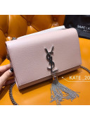 Saint Laurent Kate Small Chain and Tassel Bag in Textured Leather 474366 Pink 2019