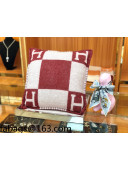 Hermes Avalon Wool Pillow 45x45cm Burgundy 2021 110214