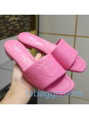 Louis Vuitton Monogram Embossed Calfskin Flat Slide Sandals Pink 2020