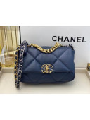 Chanel 19 Goatskin Small Flap Bag AS1160 Navy Blue 2021 TOP