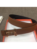 Hermes Width 3.8cm Calfskin Reversible Saddle 38 Belt Black/Brown 2020