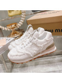 Miu Miu x New Balance 574 Denim Fringe Sneakers White 2022