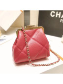 Chanel Quilted Shiny Aged Lambskin Clutch with Chain AP1555 Pink 2021