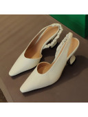 Bottega Veneta Almond Lambskin Slingback Pumps White 2021