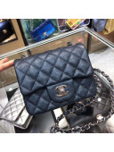 Chanel Quilting Pearl Caviar Calfskin Mini Square Classic Flap Bag Navy Blue 2018