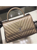 Chanel Chevron Metallic Grained Calfskin Coco Handle Small Bag 2018