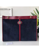 Gucci Suede Rajah Maxi Tote 537218 Navy Blue 2018