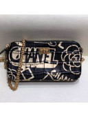 Chanel Crocodile Embossed Graffiti Printed Leather 2.55 Clutch with Chain AP0583 2019