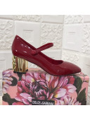 Dolce & Gabbana DG Patent Leather Mary Janes Pumps Red/Gold 2021 111503