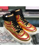 Chanel Metallic Leather High-Top Sneakers G35063 Gold/Red 2019