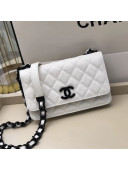 Chanel Matte Quilted Grained Calfskin Wallet on Chain WOC AP1954 White 2021