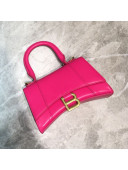 Balenciaga Hourglass Mini Top Handle Bag in Smooth Leather Hot Pink/Gold 2019