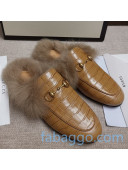 Gucci Princetown Stone-Calfskin Wool Slipper Beige 2020