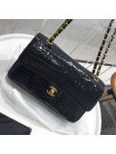 Chanel Alligator Skin Medium Classic Flap Bag Black/Gold