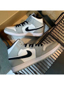 Air Jordan 1 Mid Calfskin and Suede High-top Sneakers Grey 2021 (For Women and Men)