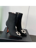 Amina Muaddi Lycra Short Boots with Crystal Buckle Black 2021 33