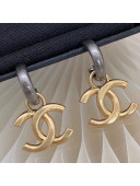 Chanel Vintage CC Short Earrings Dark Grey/Black 2021