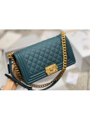 Chanel Quilted Origial Haas Caviar Leather Medium Boy Flap Bag Peacock Blue with Matte Gold Hardware(Top Quality)